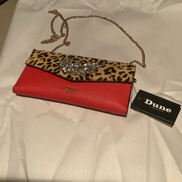 *NWOT* DUNE LONDON red with leopard print bag - Picture 2 of 5